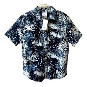 Goodfellow Hawaiian Tropical Leaf Short Sleeve Button Down Shirt Mens Large NWT